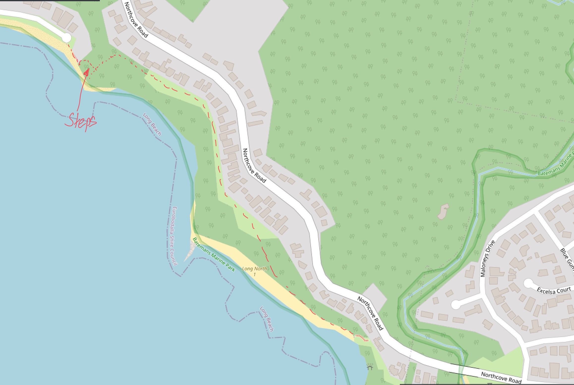 Route to Maloneys Beach